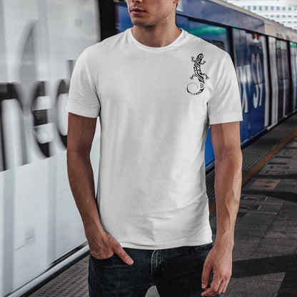 maglietta bianca da uomo con geco