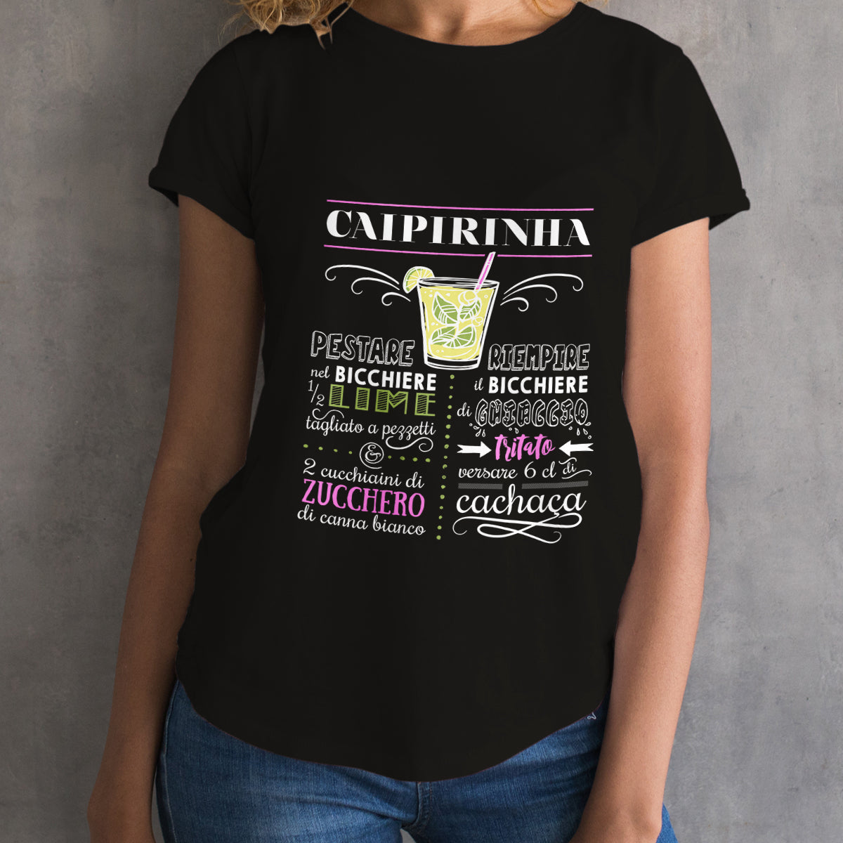 Cocktail Caipirinha - T-shirt nera Donna