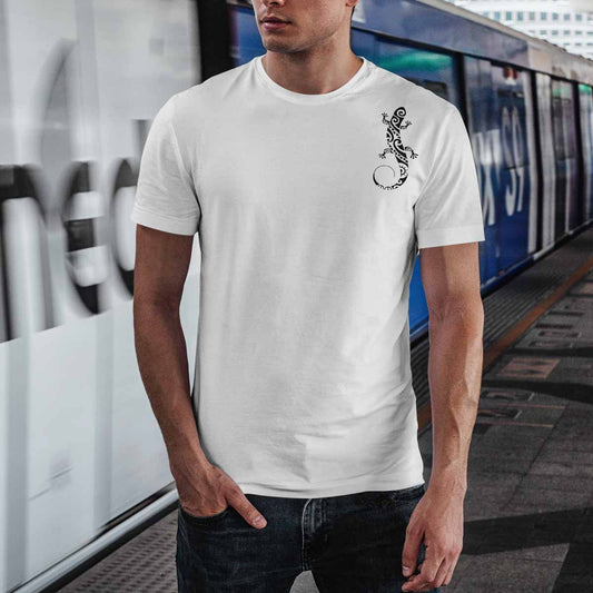 maglietta bianca da uomo con geco