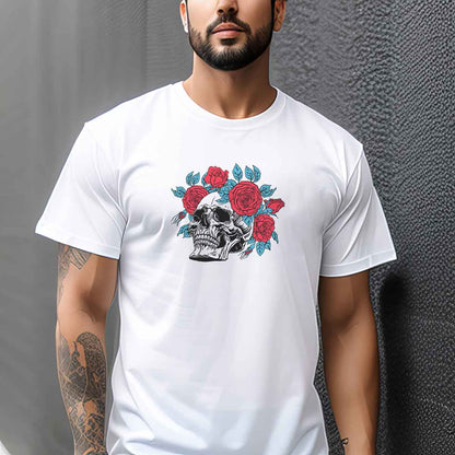 Skull and Roses - T-Shirt bianca Uomo