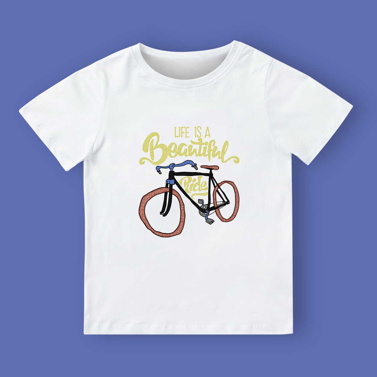 maglietta bianca per bambini con stampa bicicletta