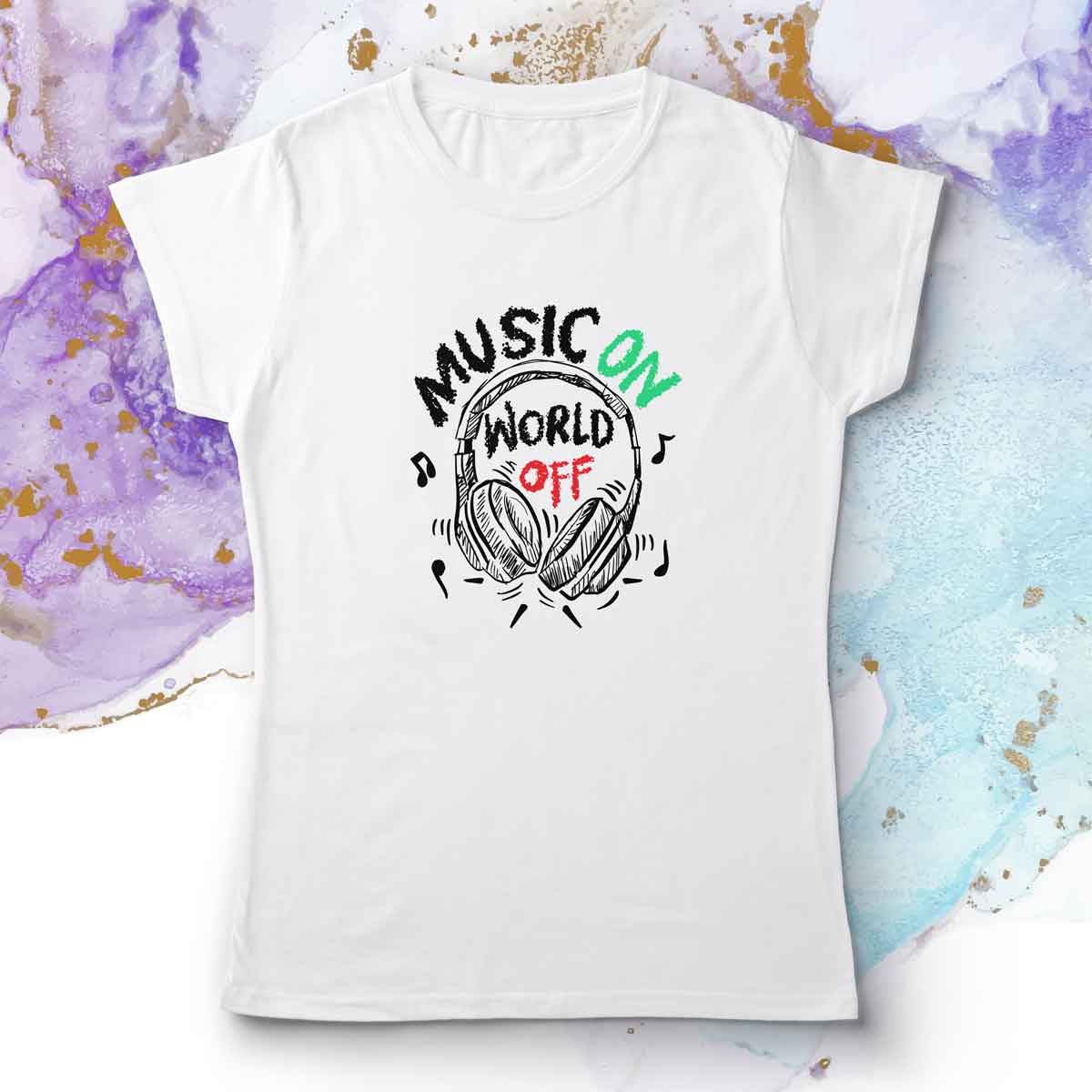 maglietta bianca da donna musica