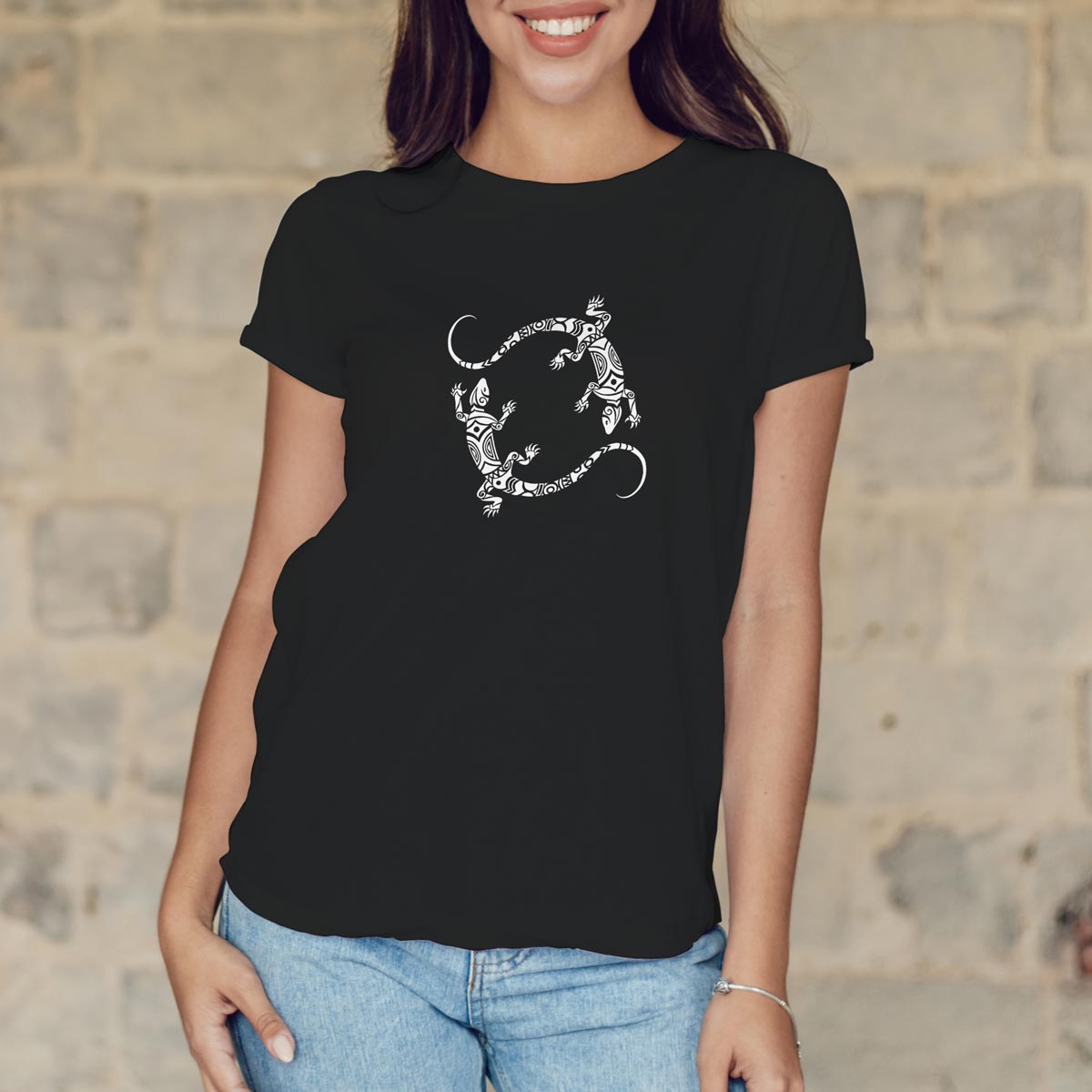 Lucertole maori - T-Shirt nera Donna