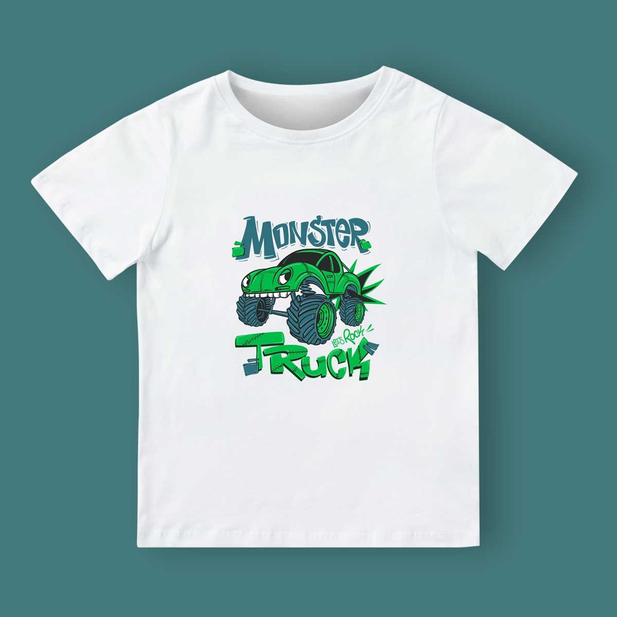maglietta bambini con monster truck