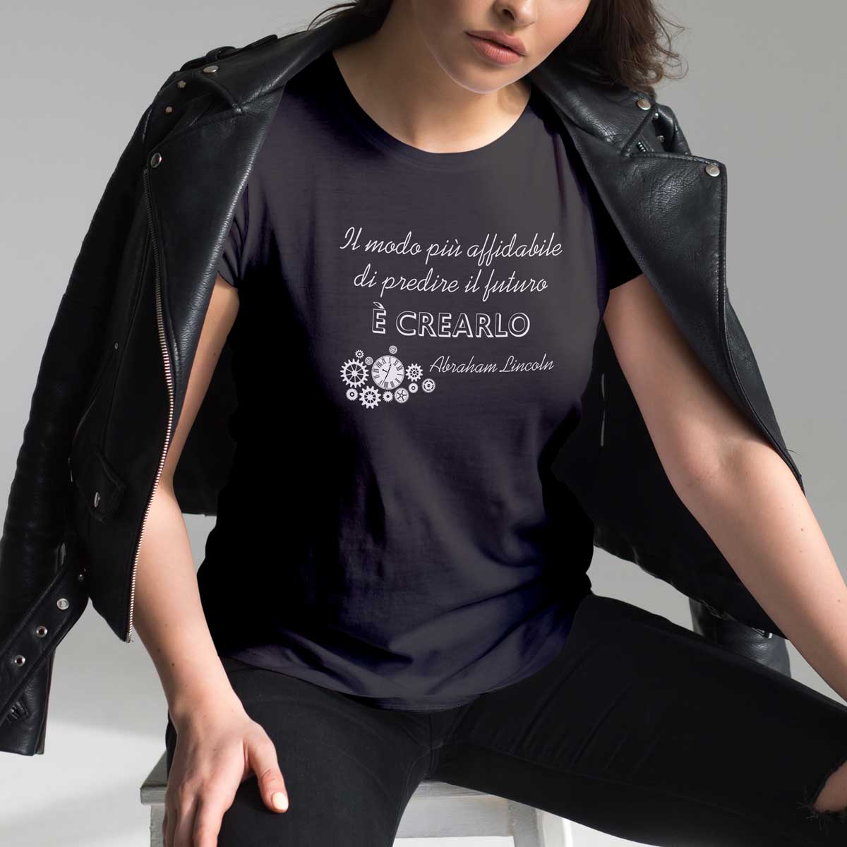 maglietta nera per donna con scritta