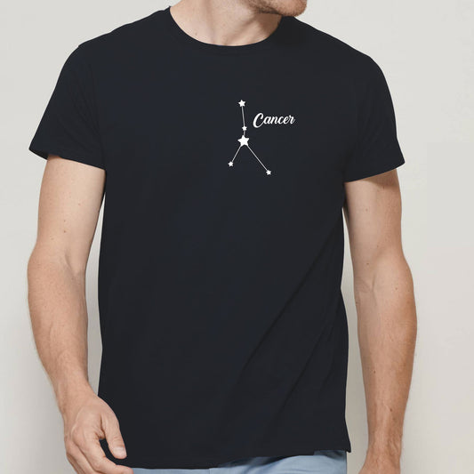maglietta nera da uomo con segno del cancro