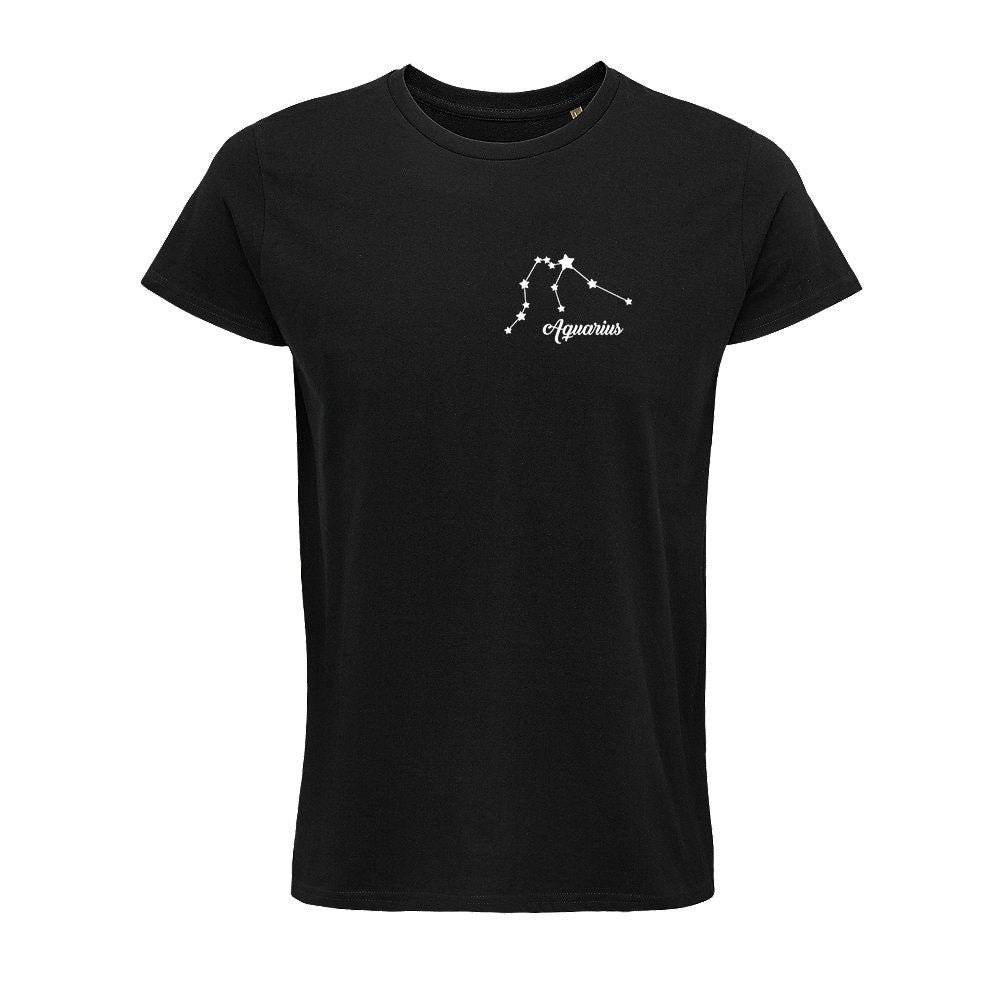 maglietta nera da uomo con segno dell'acquario