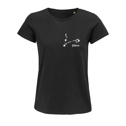 maglietta nera da donna con segno dei pesci