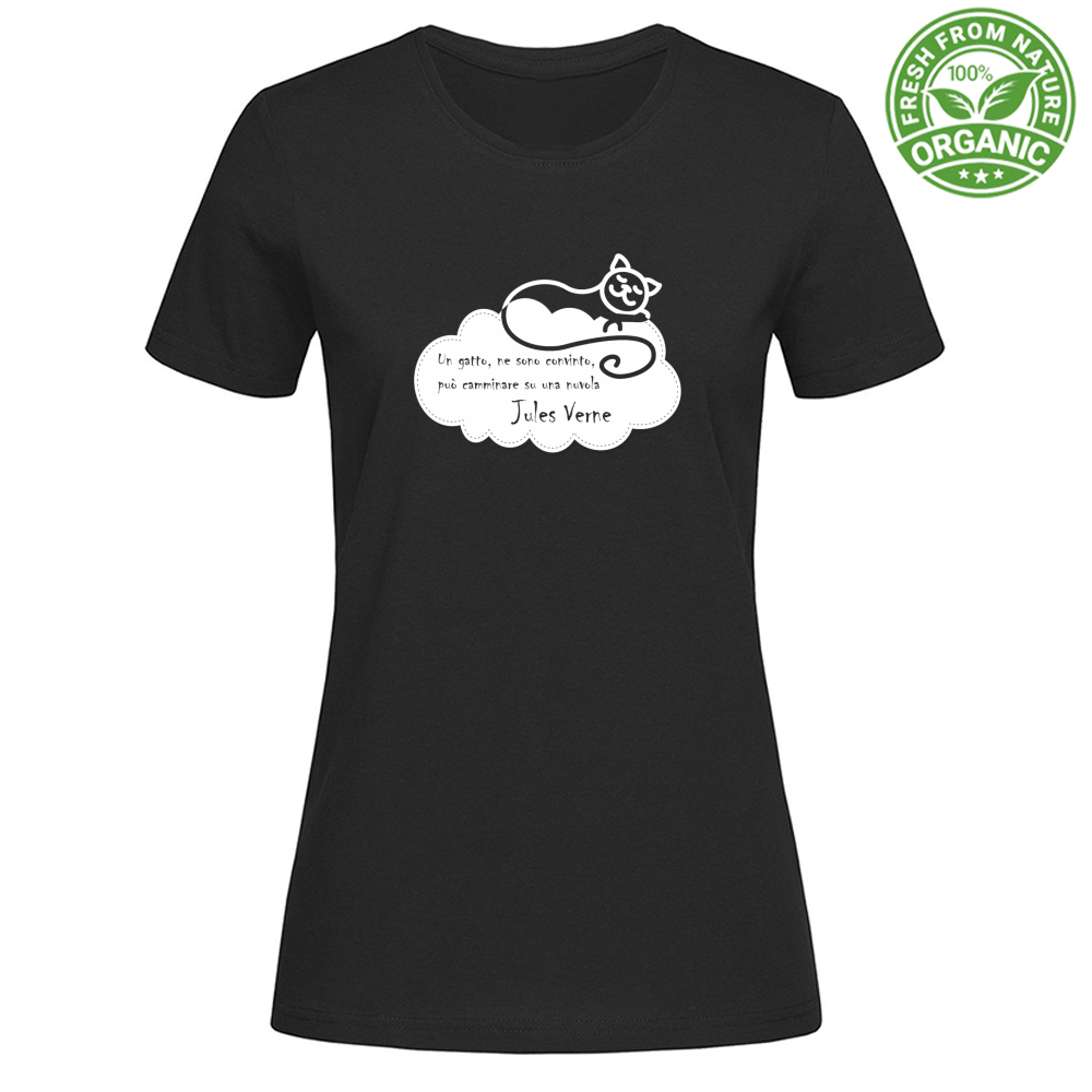Un gatto può camminare su una nuvola - Verne - T-Shirt nera Donna