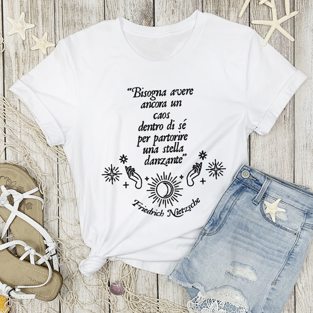 Bisogna avere ancora caos Nietzsche T shirt bianca donna Liula