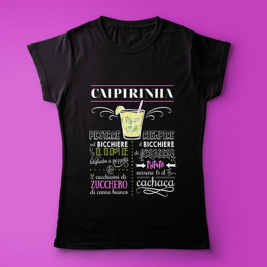 Cocktail Caipirinha - T-shirt nera Donna