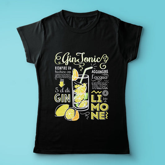 Cocktail Gin tonic - T-shirt nera Donna