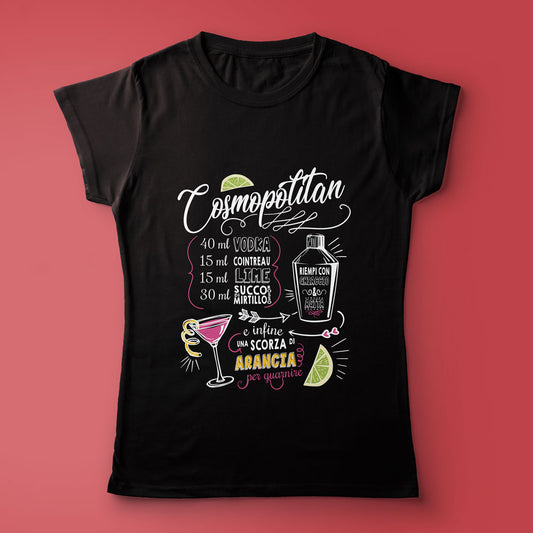 Cocktail Cosmopolitan - T-shirt nera Donna