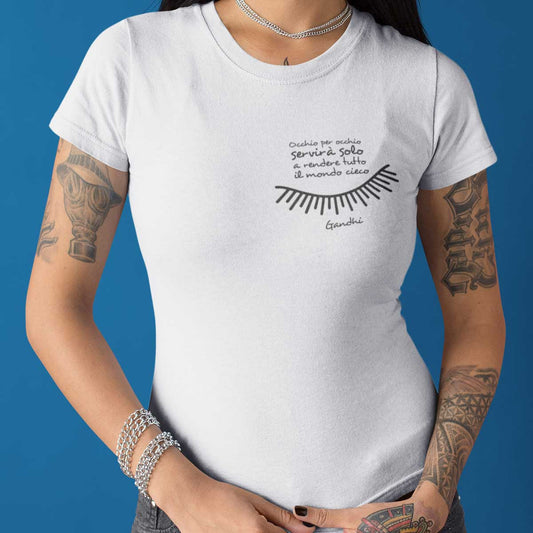 maglietta bianca da donna con frase