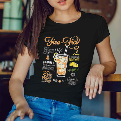 maglietta nera da donna con cocktail
