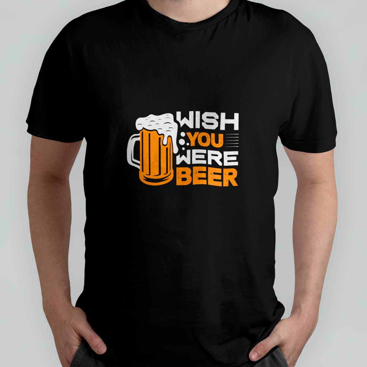 maglietta da uomo nera con birra